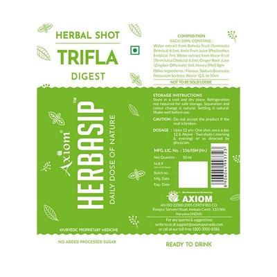 Axiom Herbasip Trifla Juice Shots (Pack of 6 X 50 ml) - Ayurvedic Juices