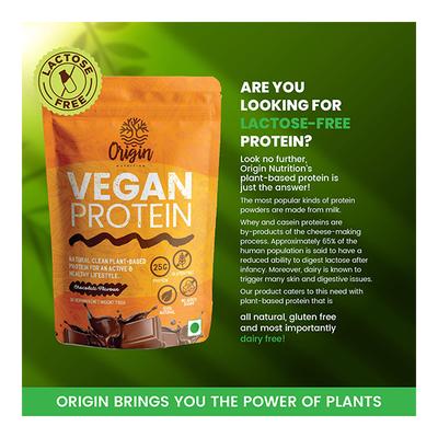 Origin Nutrition Vegan Protein Powder - Chocolate Flavour 750 gm - Whey Proteins