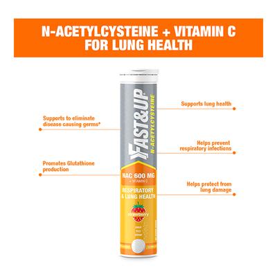 Fast&Up N-Acetylcysteine Effervescent Tablet - Strawberry Flavour 20's - Calcium And Minerals