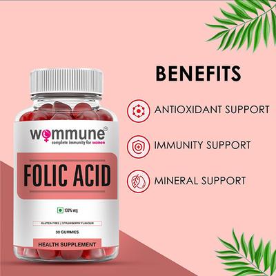 Wommune Folic Acid Gummies - Strawberry 30's - Multi-Vitamins