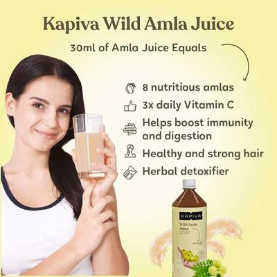 Kapiva Wild Amla Juice 1 Litre + Wild Tulsi Giloy Juice 1 litre - Ayurvedic Juices
