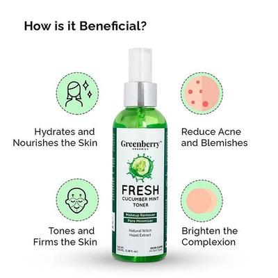 Greenberry Organics Fresh Cucumber Mint Toner 100 ml - Lotions & Creams