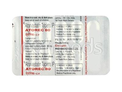 Atorec 80mg Tablet 10'S - High Cholesterol-Dys