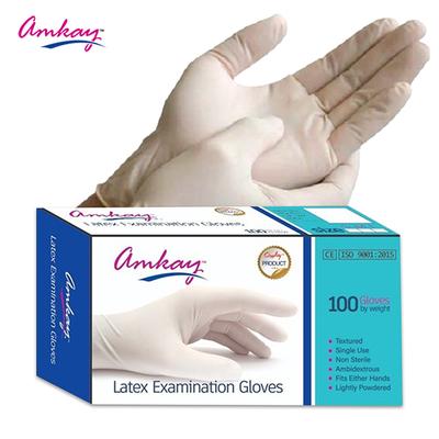 Amkay Latex Examination Gloves (L) 100's - Gloves - S