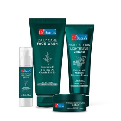 Dr Batra's Daily Care Face Wash 200 gm + Natural Skin Lightening Cream 100 gm + Age Defying Skin Firming Serum 50 gm + Intense Moisturizing Cream 100 gm - Personal Care (Ayush)
