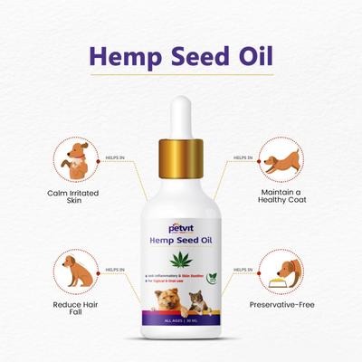 Petvit Hemp Seed Oil - All Breeds of Dogs & Cats 30 ml - Pet Grooming