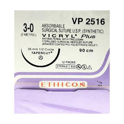 Johnson & Johnson Ethicon Vicryl Plus Absorbable Surgical Suture (3-0) (90 cm) (VP2516) 1's - Sutures