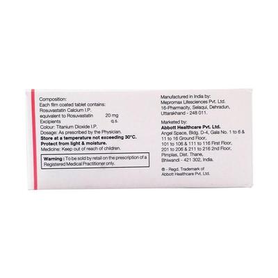 R2 20mg Tablet 10'S - High Cholesterol-Dys