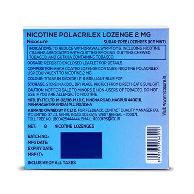 NicoSure Nicotine 2 mg Sugar Free Lozenges - Ice mint Flavour 8's - Nicotine Gums/Lozenges
