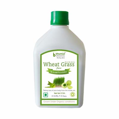 Bhumija Lifesciences Wheat Grass Juice with Aloevera & Amla 1 litre - Ayurvedic Juices