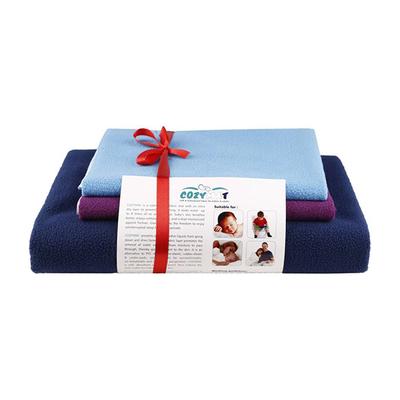 Cozymat Waterproof Bed Protector Combo - Navy Blue (L) + Plum & Firoza (S) - Baby Bedding