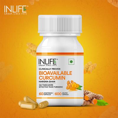 Inlife Bioavailable Curcumin 600 mg Vegetarian Capsules 60's - Herbal Dietary Supplement