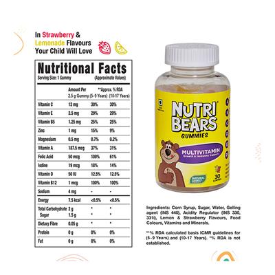 Nutribears Multivitamin Gummy Bears 30'S - Multi-Vitamins