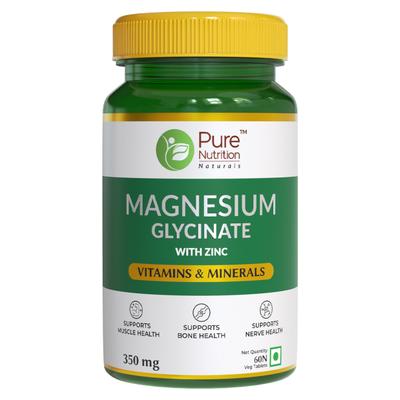 Pure Nutrition Magnesium Glycinate with Zinc 350 mg Veg Tablet 60's - Calcium And Minerals