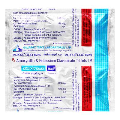 MOXXIL DUO 625 Tablet 6's - Bacterial Infections-Pen