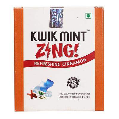 Kwikmint Zing Strips Sugar Free - Refreshing Cinnamon (Pack of 40 x 3's) - Nicotine Gums/Lozenges