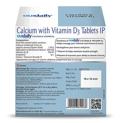 Piramal OurDaily Calcium & Vitamin D3 Tablet 15's - Multi-Vitamins