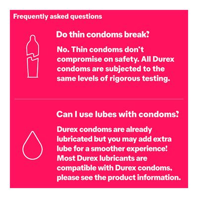 Durex Condoms - Extra Thin 10's - Plain/Flavoured Condoms