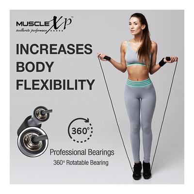 MuscleXP Skipping Rope (Jumping Rope) with Foam Handles - Black 1's - Gym Accessories