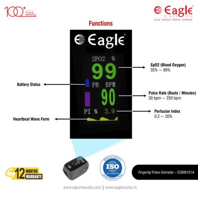Eagle Fingertip Pulse Oximeter (EOM-6101A) - Black - Health Monitors And Equipment