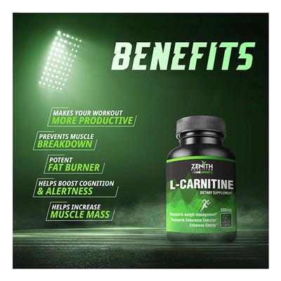 Zenith Nutrition L-Carnitine 500 mg Capsules 60's - Amino Acids