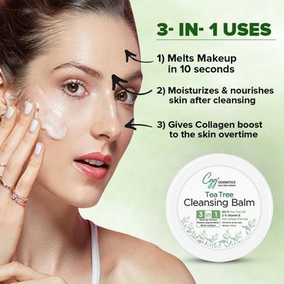 CGG Cosmetics Tea Tree Cleansing Balm With Tea Tree Oil & Vit-E, Makeup Remover- All Skin Types 100 gm - Face Wash & Cleansers