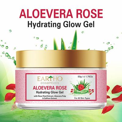 Eartho Essentials Hydrating Glow Gel - Aloevera Rose 50 gm - Face Gels