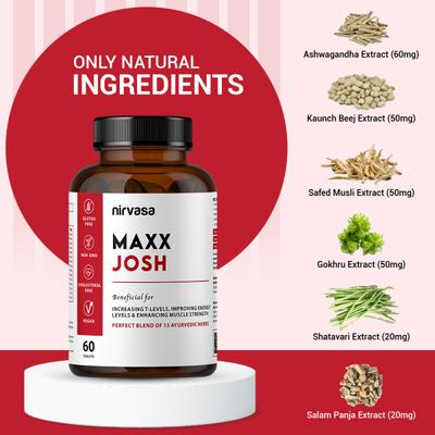 Nirvasa Maxx Josh Testo Booster Tablet (Pack of 3 x 60's) 1's - General Health