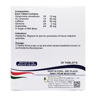 Bhargava Migin Tablet 30's - Homeopathic Complex Tablet