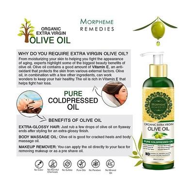 Morpheme Remedies Organic Extra Virgin Olive Oil 200 ml - Hair Oils