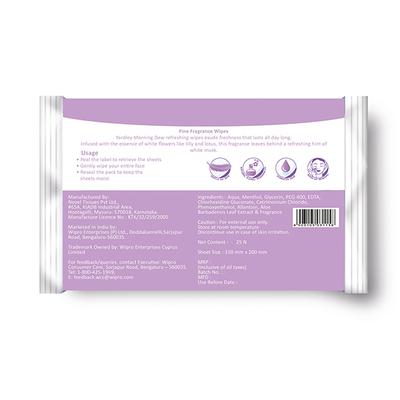Yardley London Fine Fragrance Wipes - Morning Dew 25's - Tissues & Wipes