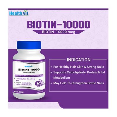 HealthVit Biotino-10000 Mcg Tablets 60's - Hair & Skin