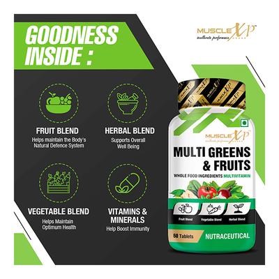 MuscleXP Multi Greens & Fruits Multivitamin Tablet 60's - Multi-Vitamins