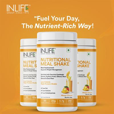 Inlife Nutritional Meal Shake Powder - Mango Flavour 500 gm - Weight Loss