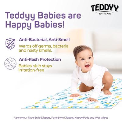 Teddyy Rapi - Soak Disposable Mats (60 cm x 60 cm) 10's - Baby Bedding
