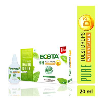Eqsta Pure Tulsi Drops with Vitamin D3 20 ml - Ayurvedic Juices