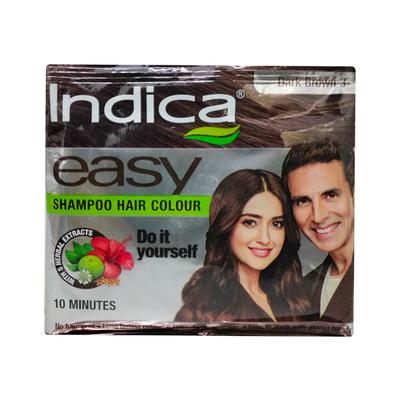 Indica Easy 10 Minutes Shampoo Based Hair Colour - 3 Dark Brown 18 ml - Sachet/Shampoo