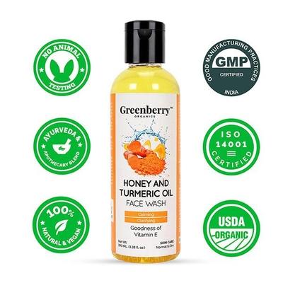 Greenberry Organics Face Wash - Honey & Turmeric Oil 100 ml - Face Wash & Cleansers