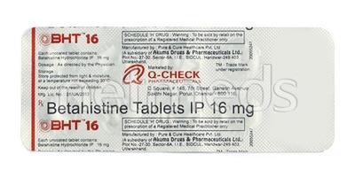 BHT 16mg Tablet 10'S - Vertigo-Ant