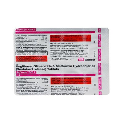 ABVOGE GM 2mg Tablet 10's - Diabetes-Ant