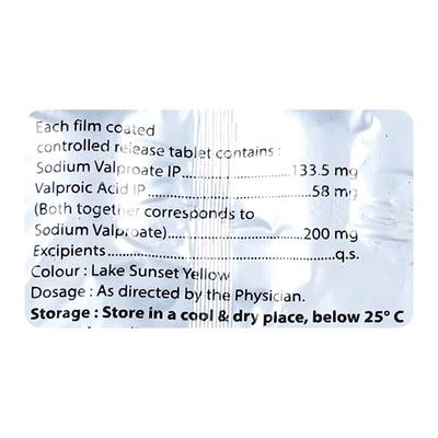 VALPOREST CR 200 Tablet 10's - Epilepsy/Convulsion-Ant