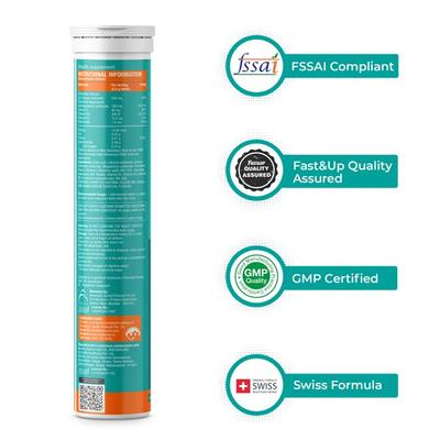 Fast&Up Fortify Calcium & Magnesium with Vitamin D3 Effervescent Tablet - Orange Flavour 20's - Multi-Vitamins