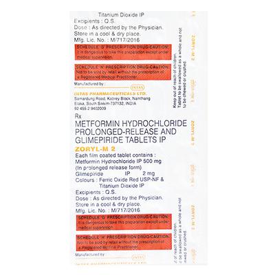 Zoryl M 2/1000mg Tablet 10'S - Diabetes-Ant