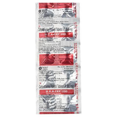 UVA Cef 200mg Tablet 10'S - Bacterial Infections-Cep