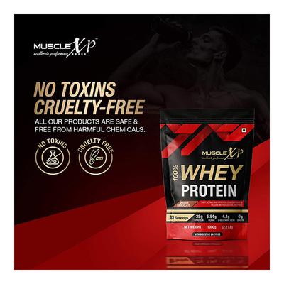 MuscleXP 100% Whey Protein Powder - Double Chocolate Flavour (Pack of 2 x 1 kg) - Whey Proteins