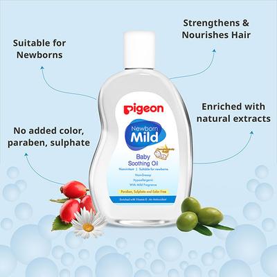Pigeon Newborn Mild Baby Soothing Oil 200 ml - Creams, Lotions & Oils