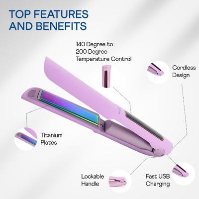 Winston Cordless Rechargeable Hair Straightener - Lavender - Straighteners