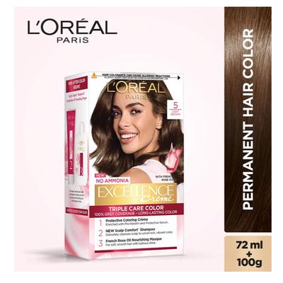 L'Oreal Paris Excellence Creme - 5 Light Brown (72 ml + 100 gm) - Crème
