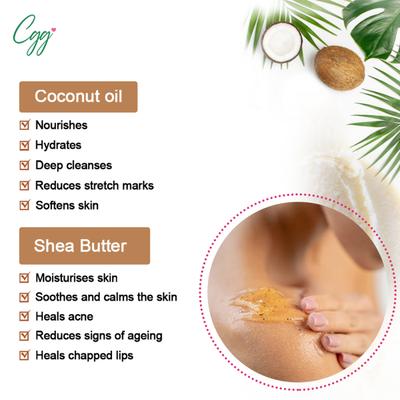 CGG Cosmetics Coconut & Shea Butter Gel Exfoliating Body Scrub- Dry Aging Skin 250 gm - Scrubs & Exfoliants