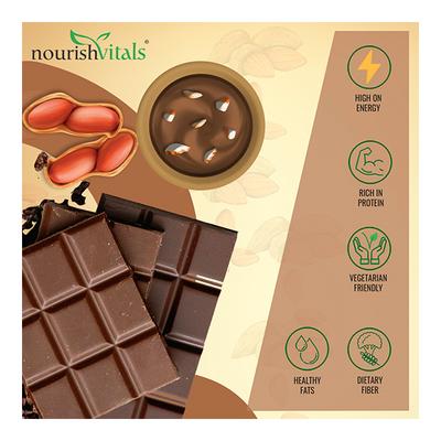 NourishVitals Classic Peanut Butter (Almonds Chunks & Dark Chocolate) 750 gm - Nutritional Bars